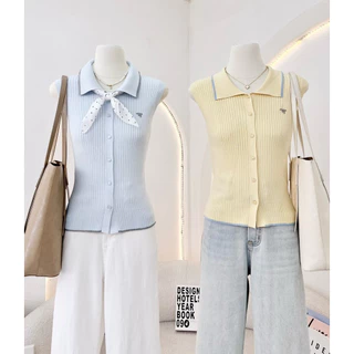 WA YA เสื้อเชิ้ตแขนกุดกระดุมหน้า