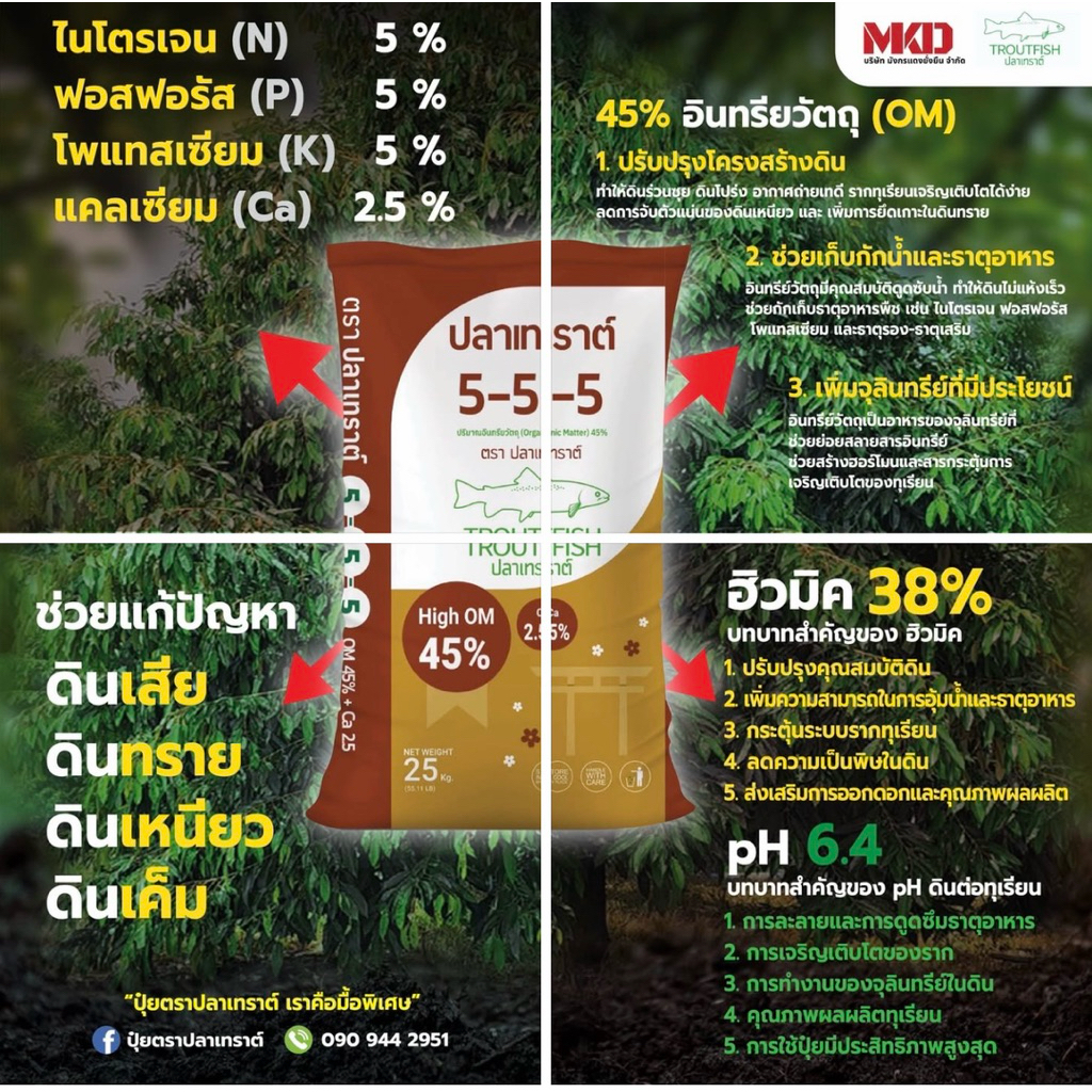 5-5-5ปุ๋ยปลาเทราต์ฟื้นฟูสภาพต้นบำรุงต้น25โล