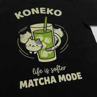 KONEKO เสื้อยืด โอเวอร์ไซส์ ลายแมว Matcha Mode คอตตอน100% Unisex Oversized T-shirt