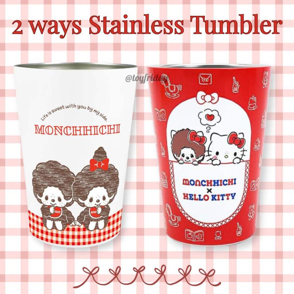 แก้ว2way monchhichi ลิขสิทธิ์แท้ แก้วสแตนเลส นำเข้าจากญี่ปุ่น แก้วมอนชิชิ /toyfriday