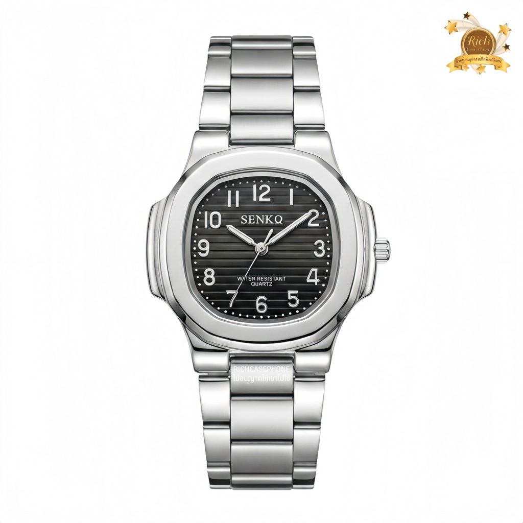 นาฬิกา SENKQ - เซนคิว แท้ รหัส SS311 ระบบอนาล็อก หน้าปัดเหลี่ยม สายสแตนเลส ไซค์เล็ก 3 CM. ไซค์ใหญ่ 4 CM. มีหลายสี