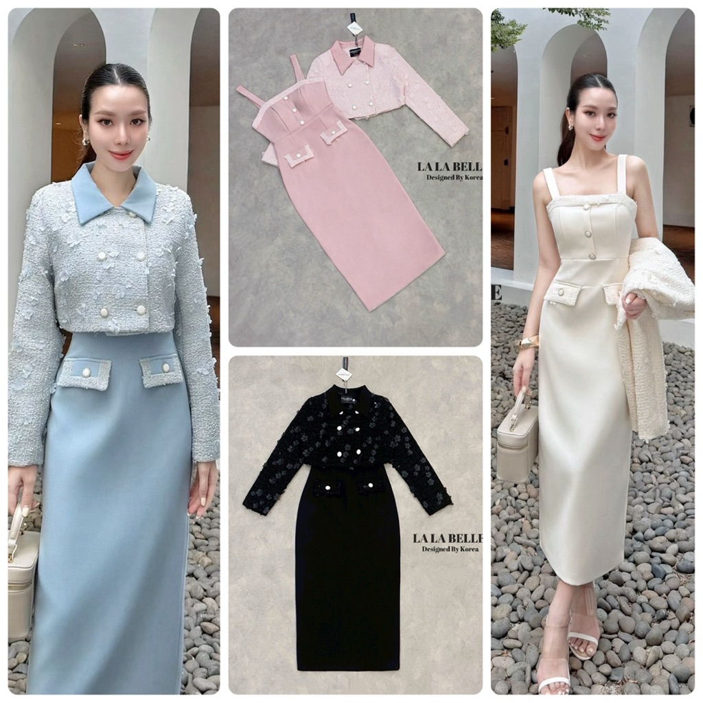 Lalabelle เดรสสายเดี่ยวเข้ารูปมาพร้อมเสื้อคลุมทรงครอปชุดใส่ทำงาน