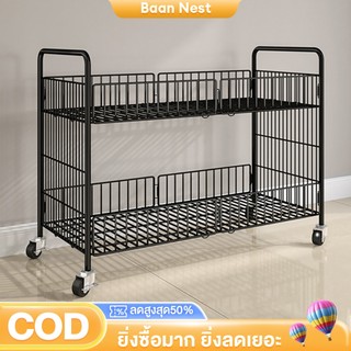 BN {ไม่ต้องประกอบ} รถเข็นขายของพับได้ 4 ล้อ เหล็กกันสนิม ชั้นวางของเอนกประสงค์ แข็งแรง เคลื่อนย้ายสะดวก