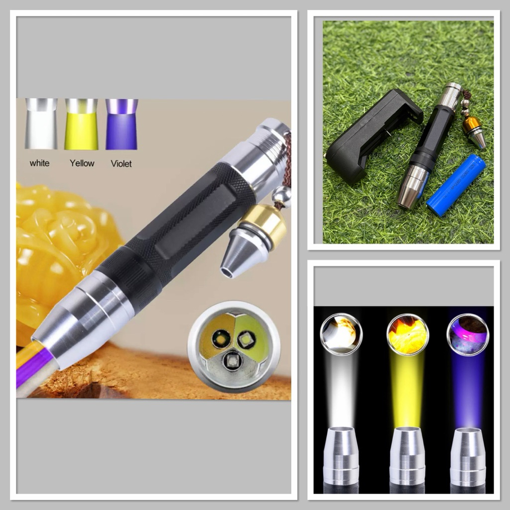 ไฟฉาย UV LED ไฟฉาย ส่องหยก อัญมณี ส่องแบงค์ พร้อมถ่าน และที่ชาร์จ