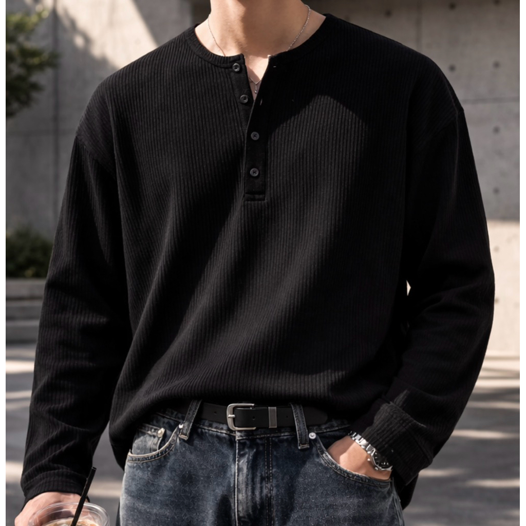 Henley Rib Minimal Long Sleeve เสื้อเฮนลีย์แขนยาว ผ้าร่อง ทรงมินิมอล