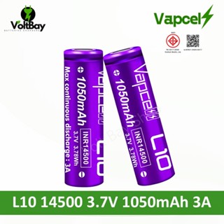 (หัวแบน) Vapcell  ถ่านชาร์จ L10 14500 3.7V 1050mAh 3A แบตเตอ…
