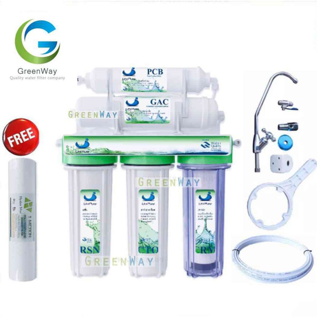 UNI PURE GREEN เครื่องกรองน้ำ 5 ขั้นตอน รุ่นกระบอกหนา