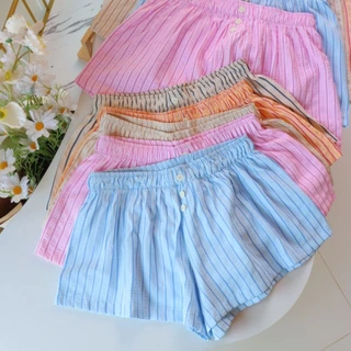กางเกงขาสั้นเอวต่ำริ้ว Cozy กางเกงขาทรงน่ารัก ลายริ้วพาสเทล ใส่สบายมากกก กางเกงสายฝอ