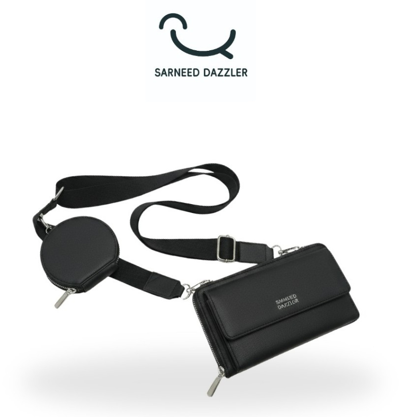 SARNEED "ONE" Bag ( วัน) กระเป๋าสตางค์ใบยาว สะพายข้าง หนัง PU  พรีเมียม นุ่มเบา ความจุเยอะ (แถม) กระเป๋าสตางค์ใบเล็ก