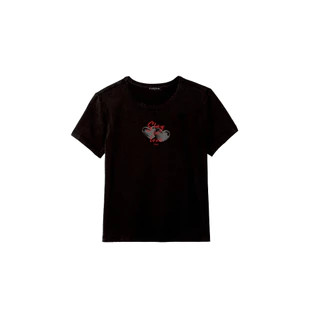haas : NEW collection เสื้อยืดทรงผู้หญิง ลายหัวใจ stay in love รหัส HBSK2379