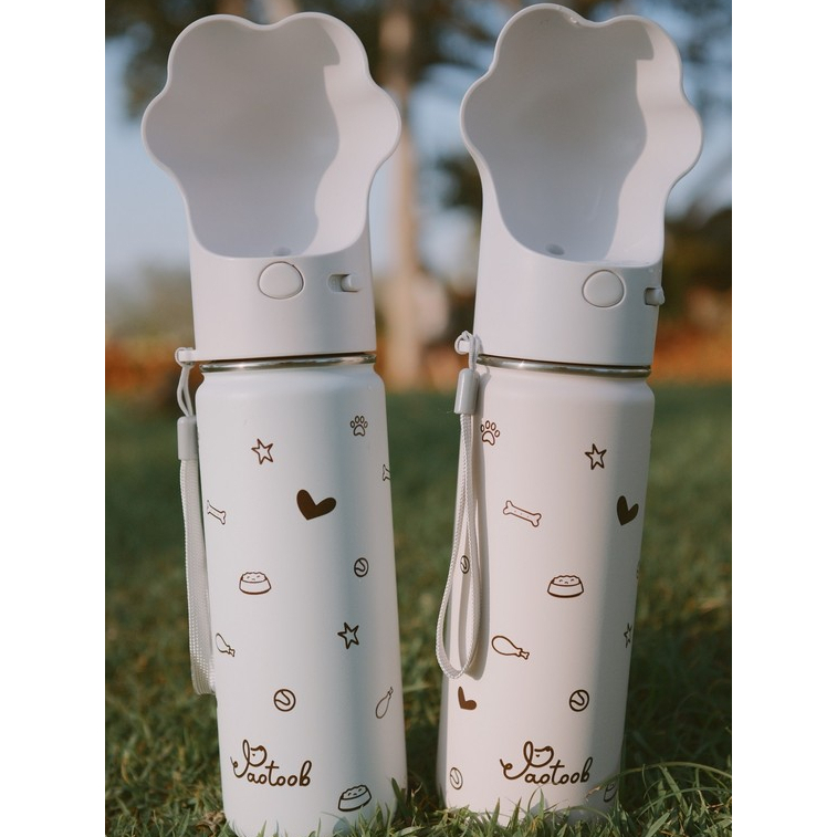 Jaotoob ขวดน้ำสัตว์เลี้ยงพกพา สแตนเลส เก็บความเย็น 12 ชั่วโมง 18 oz 550 ml กระติกน้ำสุนัข Food Grade รูปที่ 4