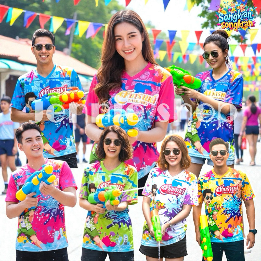 เสื้อสงกรานต์ 2026 ผ้าไมโครเกรดA ผ้านุ่มลื่นเย็นสบาย พร้อมส่ง สินค้า