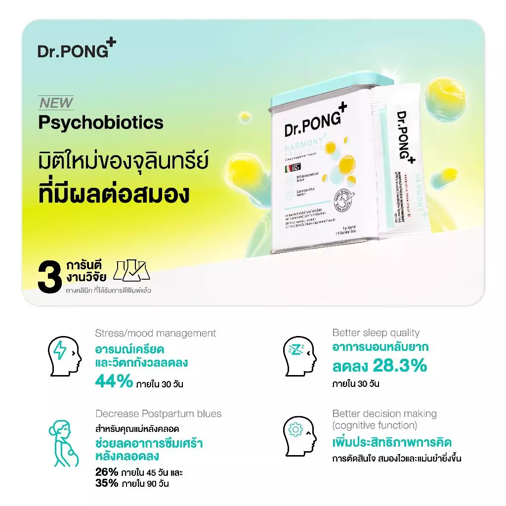 [ช้อปครบ รับฟรี!]  Dr.PONG Harmony Probiotic โพรไบโอติก กรอกปาก  จุลินทรีย์ดีบำรุงสมอง thumbnail 4