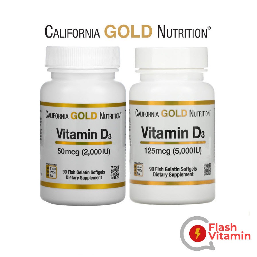 [ พร้อมส่ง ] ขวดเล็ก/ใหญ่ California Gold Nutrition , Vitamin D3 D-3 2,000 IU / 5,000 IU , 90 / 360 เม็ด- วิตามิน ดี 3