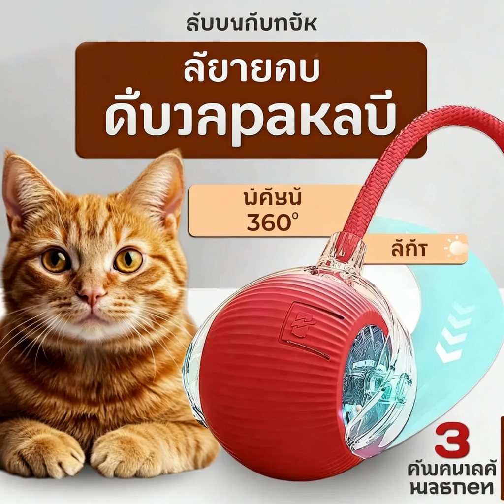 พร้อมส่ง ลูกบอลแมว บอลแมวอัตโนมัติ ชาร์ตแบตได้ ของเล่นแมว สมาร์ทไฟฟ้า หมุนได้ ของเล่นแมวโต้ตอบ ของใช้แมว