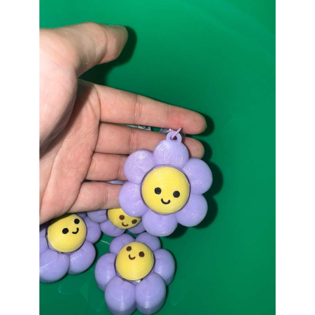 พวงกุญแจรูปดอกไม้ 3D printing กดสนุกคลายเครียด ห้อยกระเป๋าน่ารัก