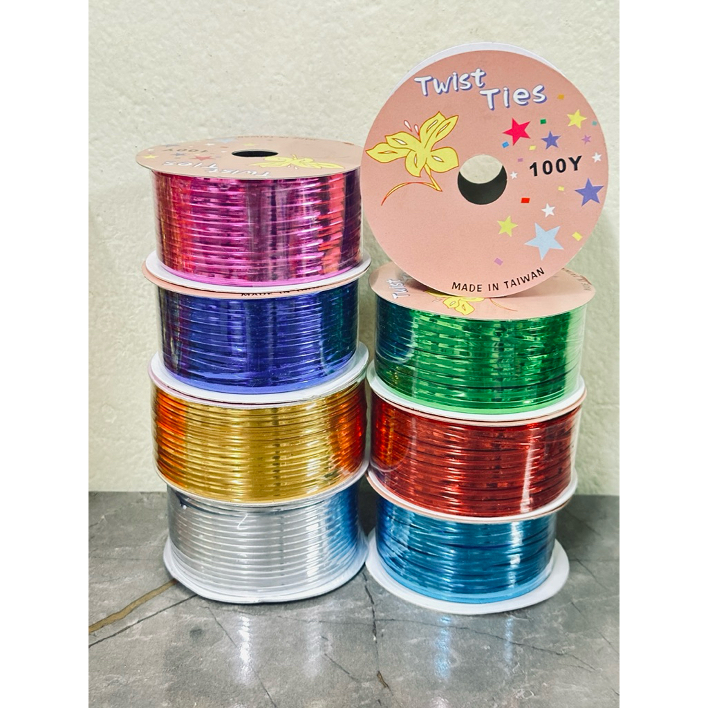 ริบบิ้นลวด ลวดมัดปากถุง ยาว90เมตร อย่างดี (มี8สี)