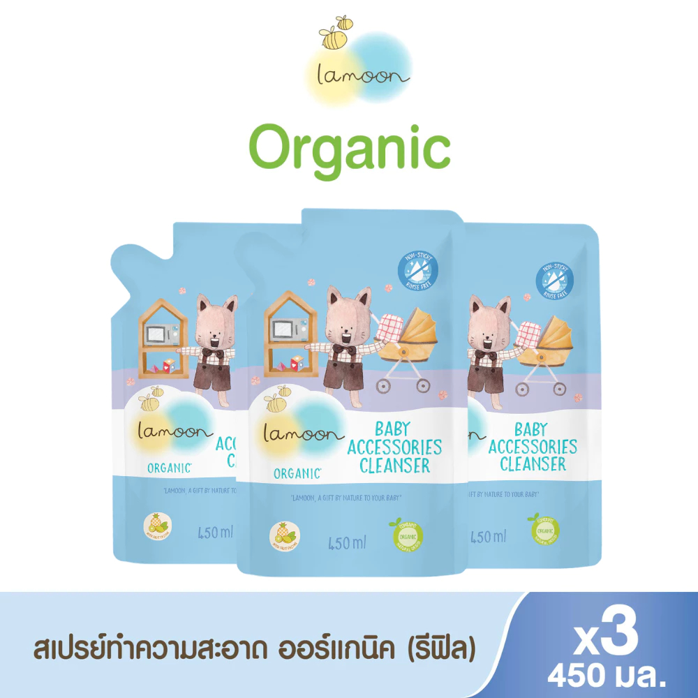 LAMOON (ละมุน) น้ำยาเช็ดทำความสะอาดของใช้เด็ก (Refill) ขนาด 450ml