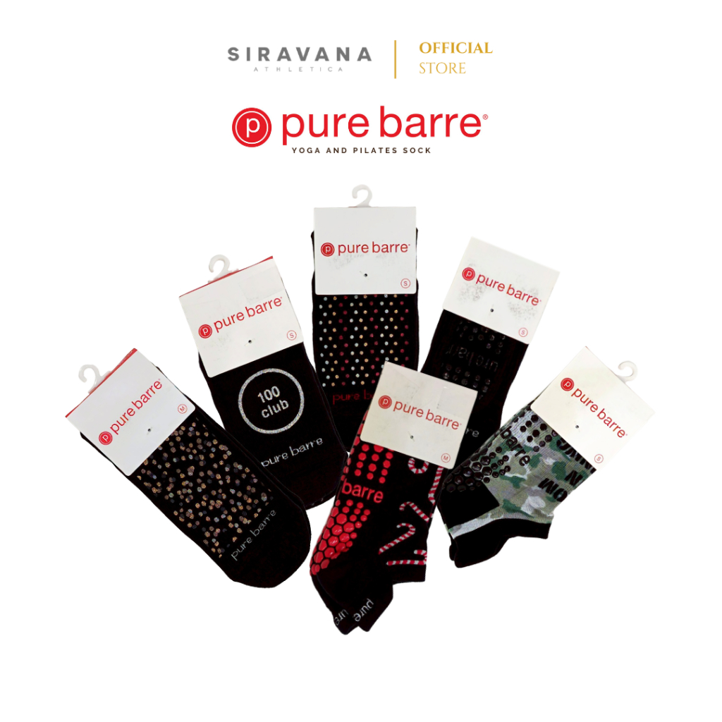 Pure Barre Non-Slip Low Rise Grip Sock ถุงเท้าโยคะ พิลาทิส XS-M