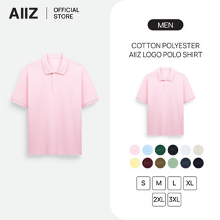 AIIZ เสื้อโปโลผู้ชายสีพื้นโลโก้ AIIZ ผ้าคอตตอนโพลีเอสเตอร์ M…