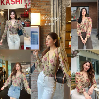 Meenny Closet | เสื้อชีฟองพิมพ์ลายดอก กระดุมกะลา งานป้าย meenny