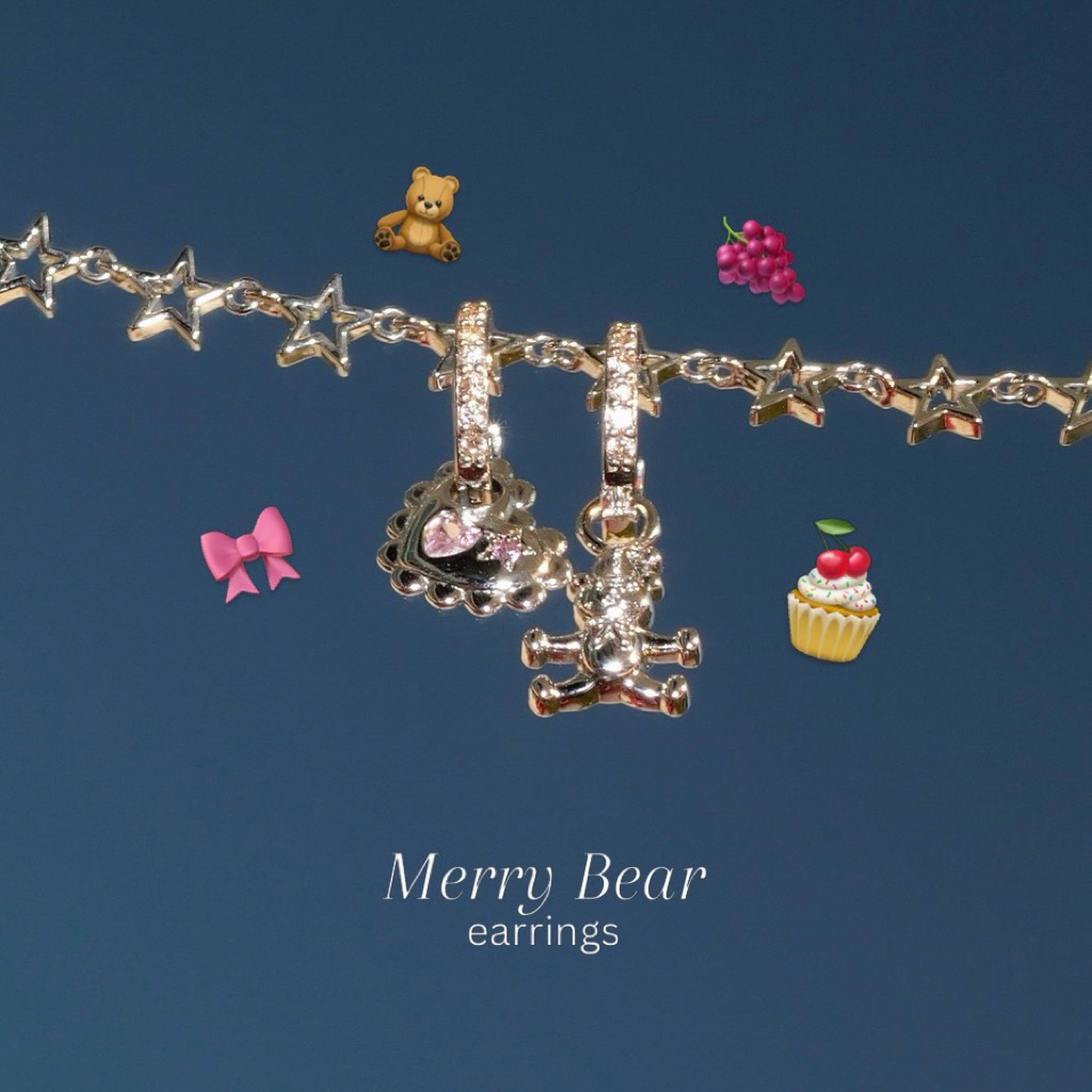 The Lucy Merry bear  earrings ต่างหูน้องหมีคริสต์มาส