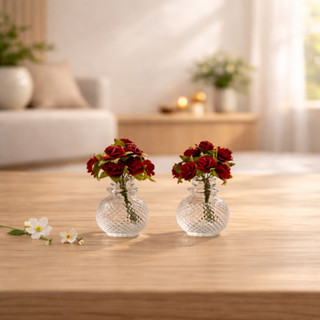 แจกันแก้วใสมินิ หิ้งพระมินิมอล แจกันจิ๋วตั้งโต๊ะทำงาน ประดับ…