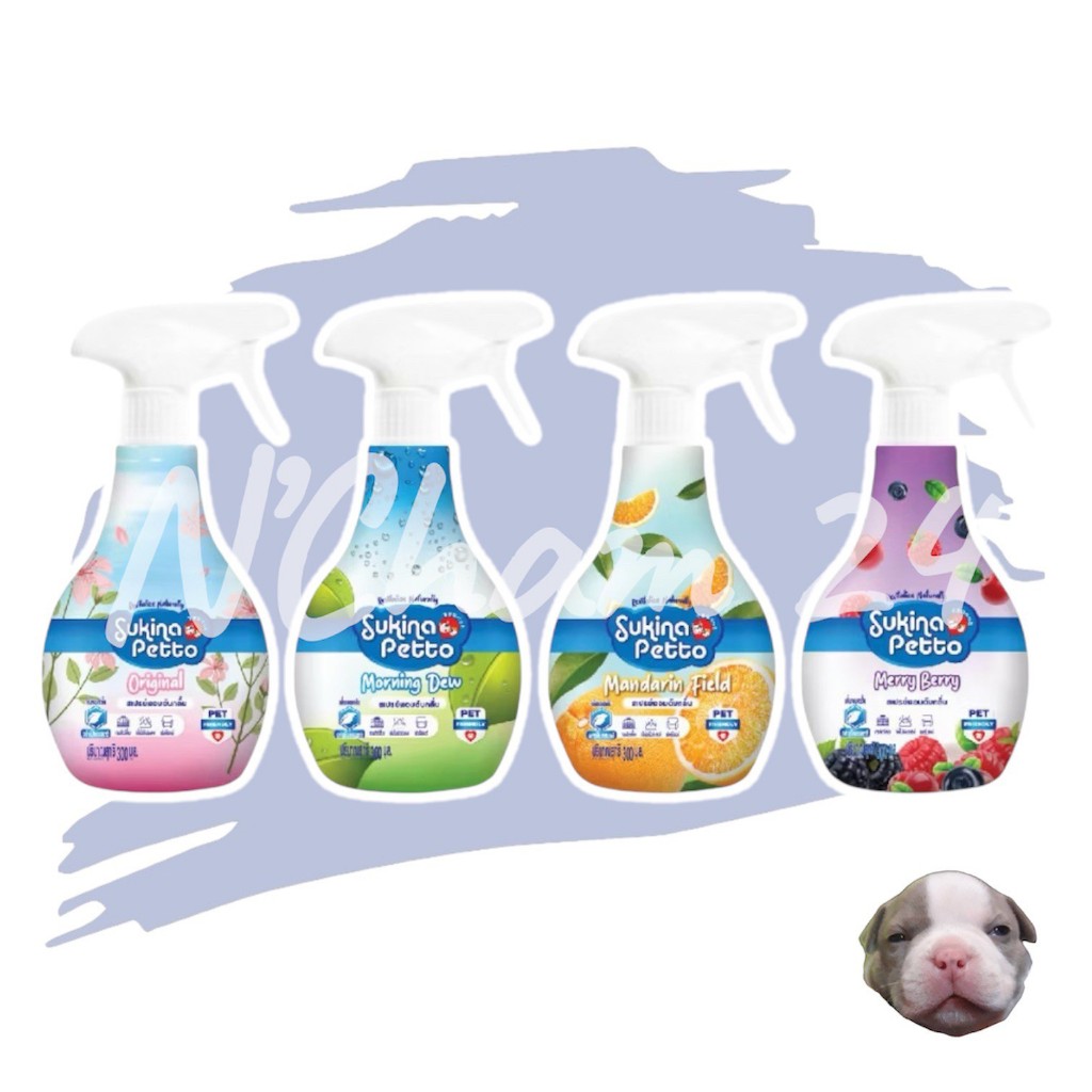Sukina Petto Deodorizing Spray 300 ml. สเปรย์หอมดับกลิ่น ช่วยดับกลิ่นไม่พึ่งประสงค์ของสัตว์เลี้ยง
