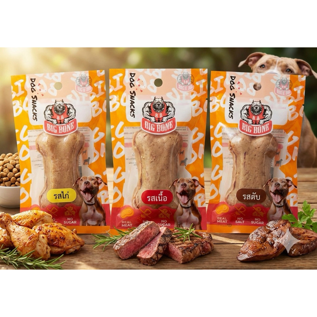 Big Bone Bone Cookie โบน คุกกี้ บาร์กระดูก คุกกี้รสตับ เนื้อ และไก่สำหรับสุนัข