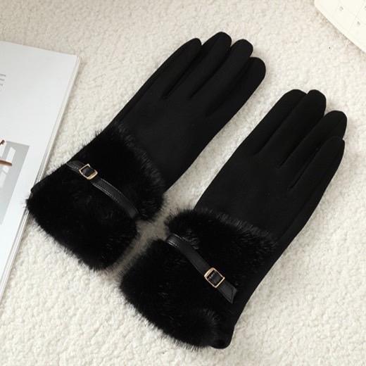 Crazy Snow ถุงมือ แต่งขนเฟอร์ รุ่น Crazy Snow belt