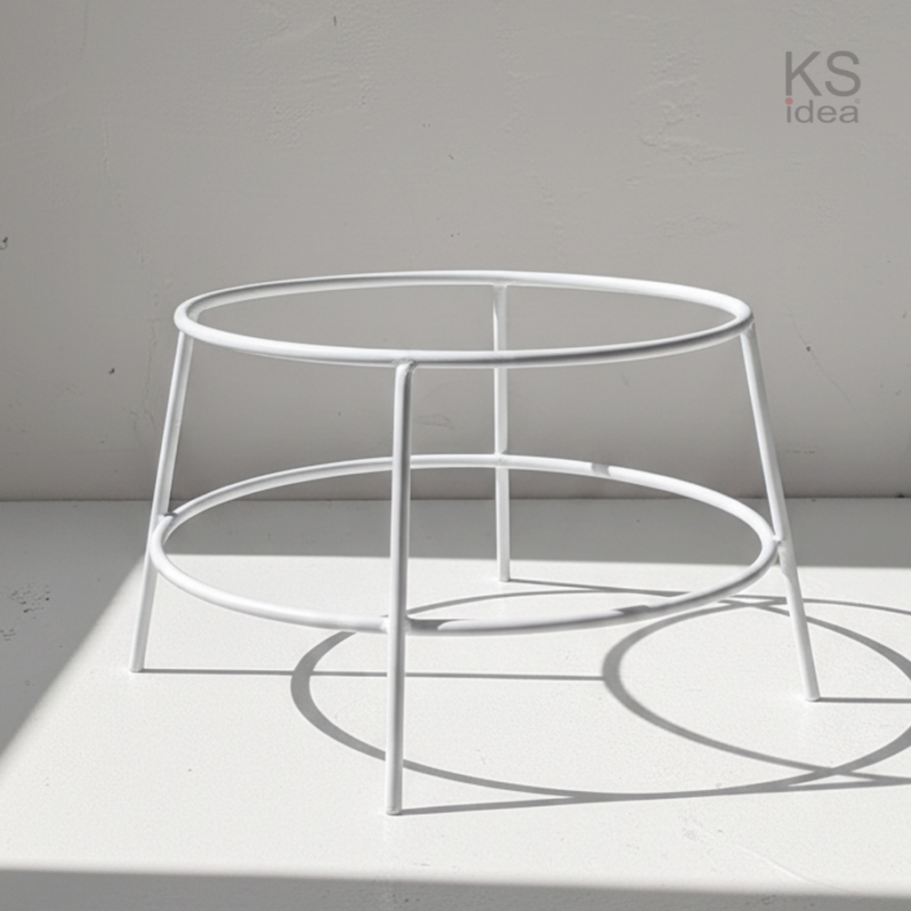 พร้อมส่ง วงกลมด้านบน ขนาด 8 นิ้ว ขาตั้งกระถางต้นไม้มี 2 สี สีขาว, สีดำ Steel pot stand, stand for plants (ไม่รวมกระถาง ) ราคา ถูกที่สุด ดีลบีเคเค แกลเลอรีภาพที่ 4