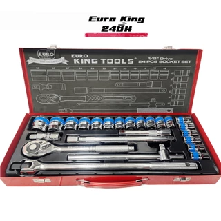 EURO KING TOOLS ชุดเครื่องมือ ประแจ ชุดบล็อก 1/2 (4หุน) SOCKET SET (24ตัว/ชุด) มาตรฐานเยอรมัน