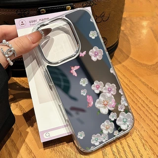 COD Case เคส iPhone 17 16 15 14 13 12 11 Pro Max เคสไอโฟน11 16 pro max Case ลายดอกไม้ กรณีโทรศัพท์มือถือชุบกระจก