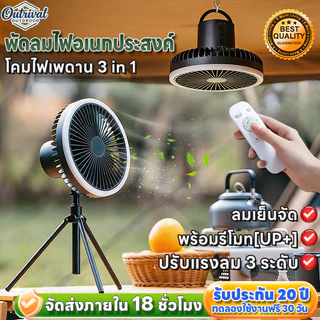 🔥10000mAh🔥3 in 1พัดลมไฟอเนกประสงค์ 4เกียร์ แรงชม/ไฟปรับได้ ใช้งานยาวนาน พัดลมแคมป์ปิ้ง พัดลมพกพา พัดลม USB