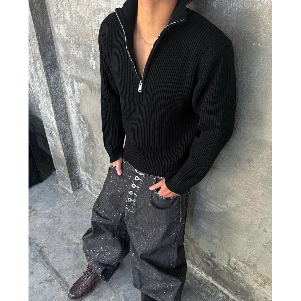 Pre-order (14-20days) แบรนด์เวียดนาม 🇻🇳 Bevis |  Quarter-Zip Knit Sweater ✨