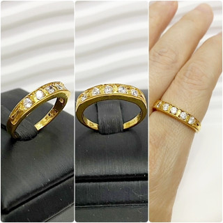 (5-1)แหวนแถวประดับเพชรcz ชุบทอง