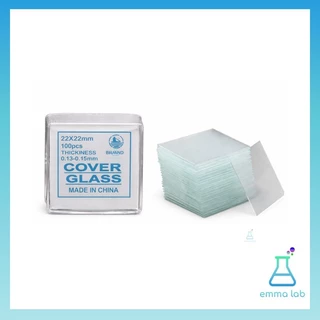 กระจกปิดสไลด์ Cover Glass ขนาด18x18MM และ 22x22MM 100ชิ้นต่อกล่อง