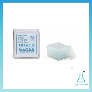 กระจกปิดสไลด์ Cover Glass ขนาด18x18MM และ 22x22MM 100ชิ้นต่อกล่อง