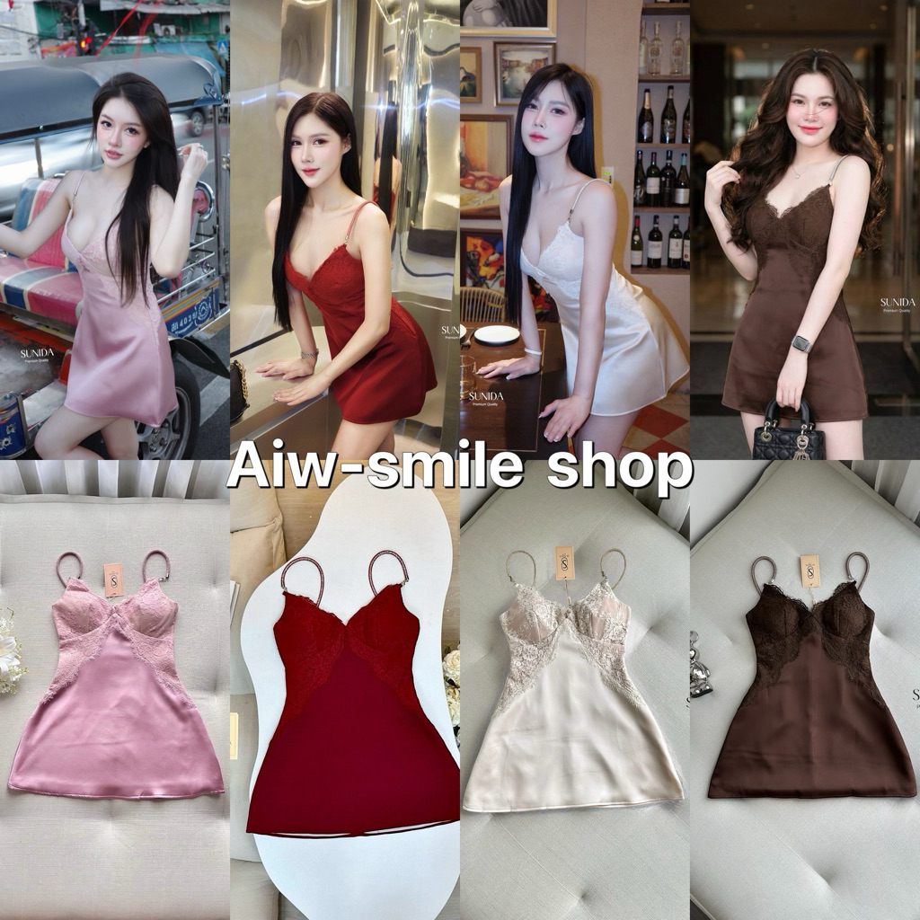 ♥️ ชุดเดรสสายเดี่ยวเพชร (ทักแชตสอบถามสต็อกก่อนสั่งน๊า)