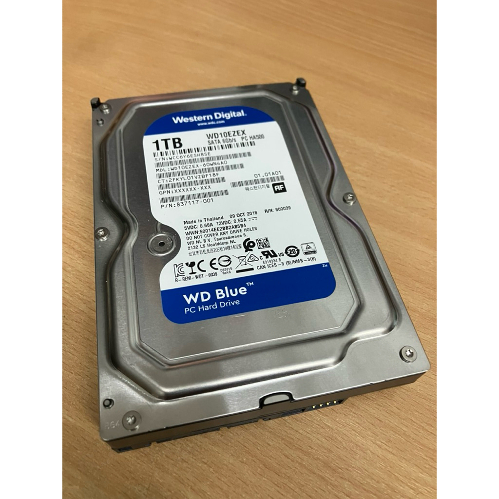 Harddisk PC 3.5" WD BLUE 1TB 7200RPM [SN=H8SE] มือสอง สภาพดี
