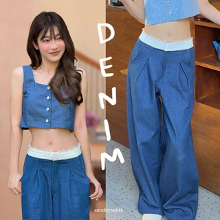Sandtime • DENIM PANTS กางเกงยีนส์ขากระบอก แต่งลูกไม้