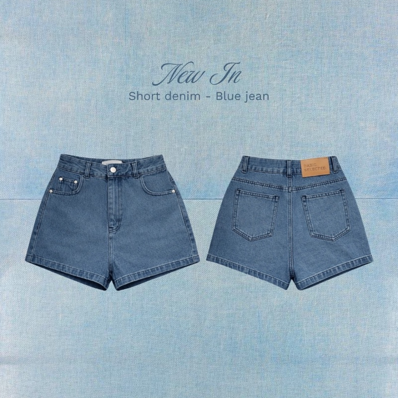 Blue jean short denim 🫐 Basicselected กางเกงยีนส์ขาสั้นสียีนส์