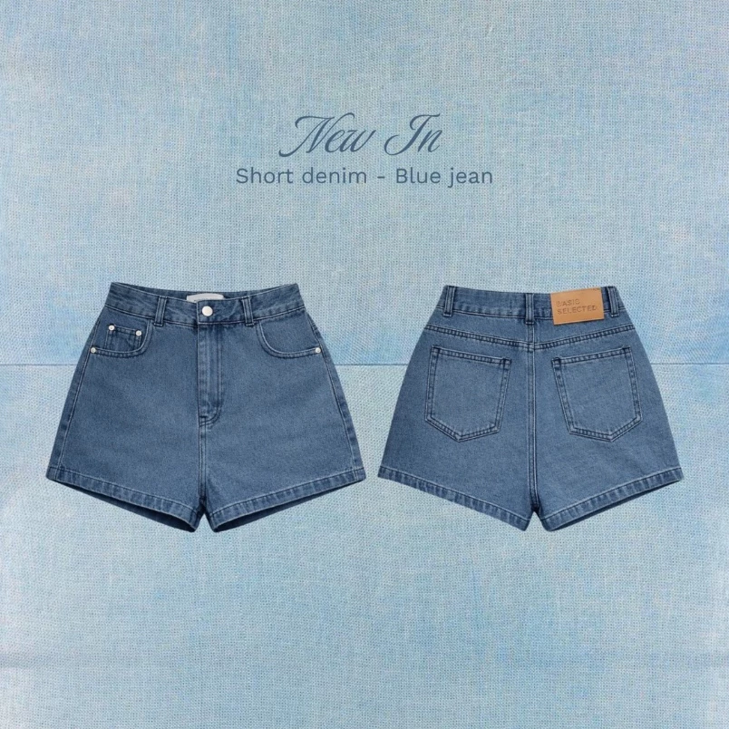 Blue jean short denim 🫐 Basicselected กางเกงยีนส์ขาสั้นสียีนส์