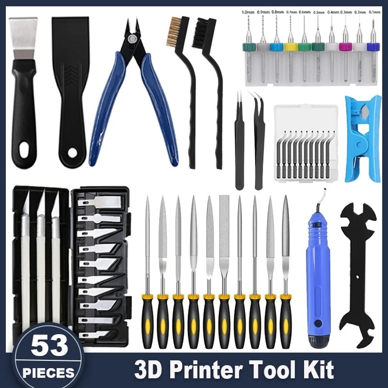 3D Printer Tools Kit, 53pcs 3D Printer Accessories for All FDM/SLA Printers Includes Nozzle Cleaning