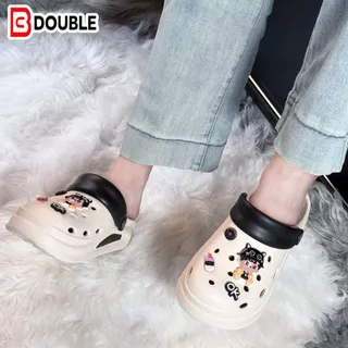 BB Double สาวน้อยการ์ตูน พาสเทลครีม-ชมพู จี้บิท 3D แมวใส่หมวก OK ขวดนม โดนัท แฟชั่นน่ารัก ใส่เดินเล่น ราคาถูกส่งไว
