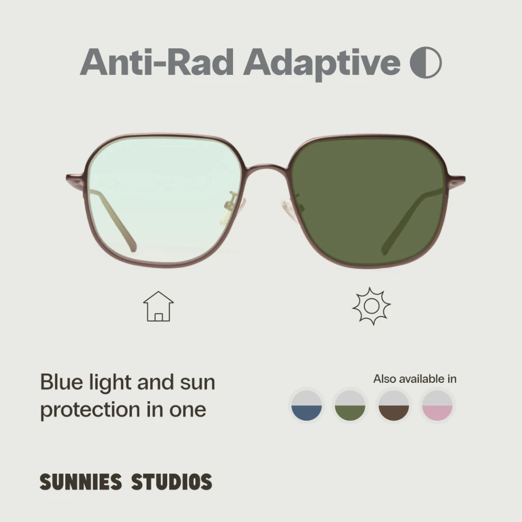 Sunnies Studios Anti-Rad Adaptive Pascal (แว่นตากรองแสงสีฟ้าและเลนส์ปรับแสงอัตโนมัติ แบบไม่มีค่าสายตา)