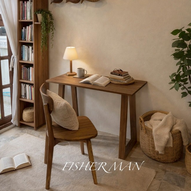 โต๊ะทำงาน ไม้สักเก่า โทนสีธรรมชาติ ขนาด 40x100xh75cm