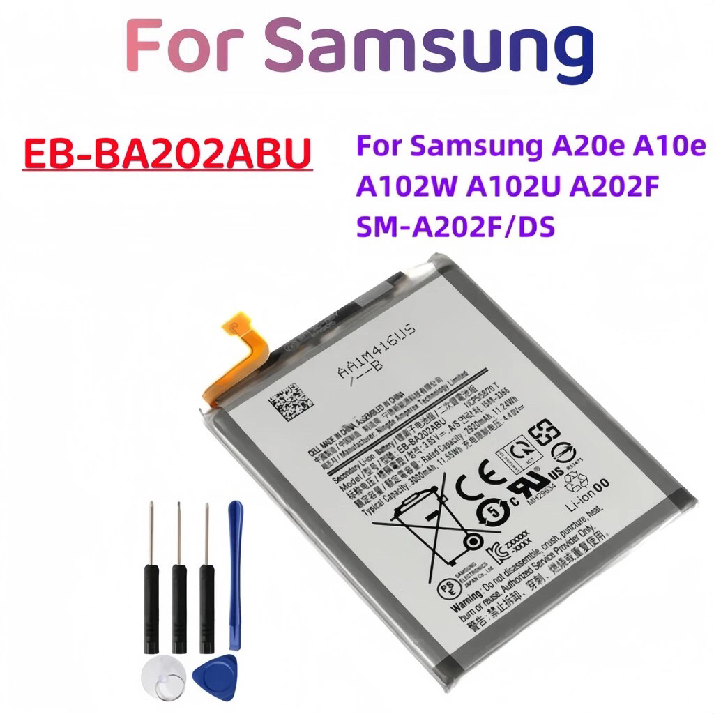 แบตเตอรี่ทดแทน EB-BA202ABU สำหรับ Samsung GALAXY A20e A10e A102W A102U A202F แบตเตอรี่3000MAh + เครื