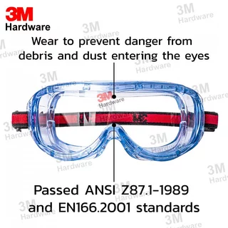 3M 1623 แว่นตา🥽ของแท้ Anti Fog Safety Goggles แว่นนิรภัย แว่นครอบตากันสารเคมี