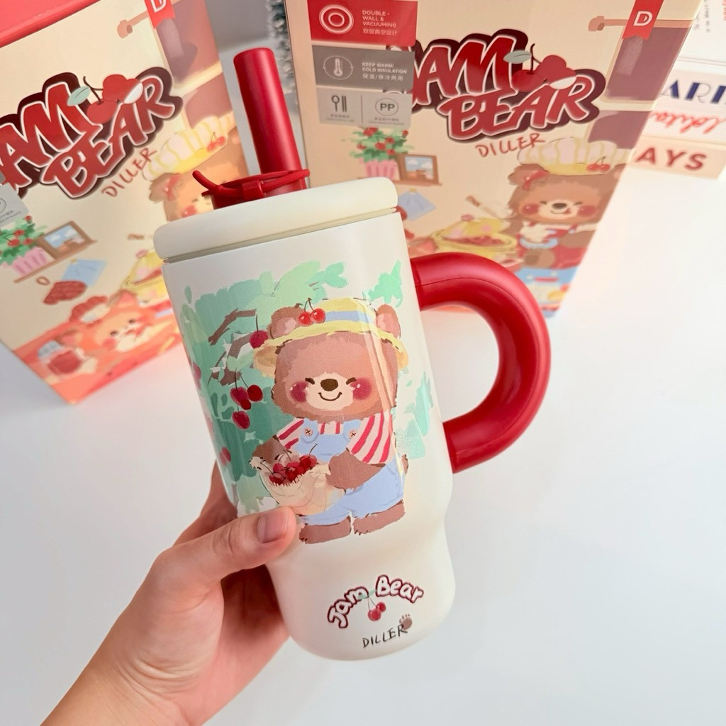 แก้วน้ำ diller แก้วเก็บความเย็น🧊 สุดcute🐻 ของแท้ 1000 ml พร้อมกล่อง